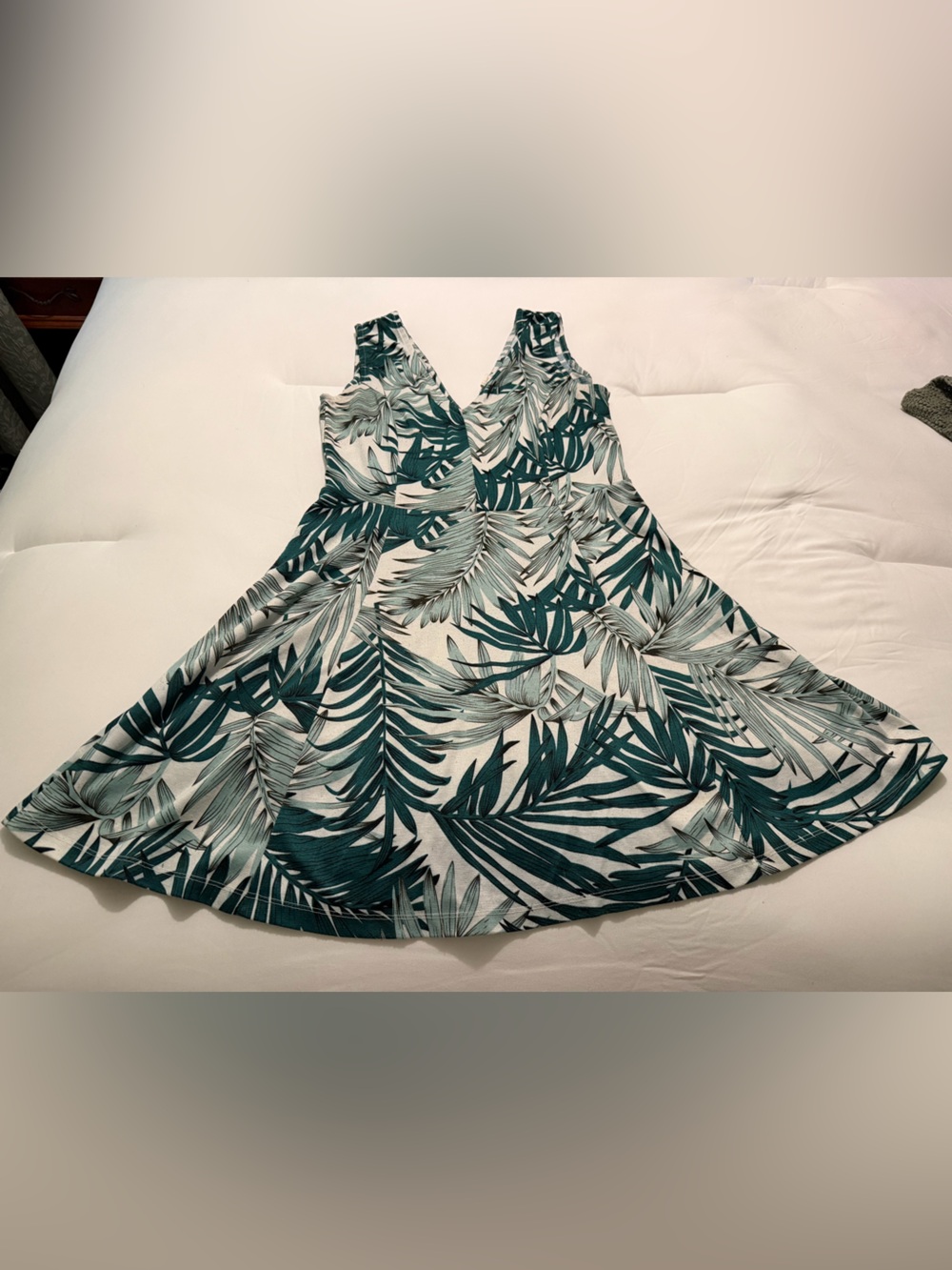 H&M Palm-Print Sundress in Teal and White
